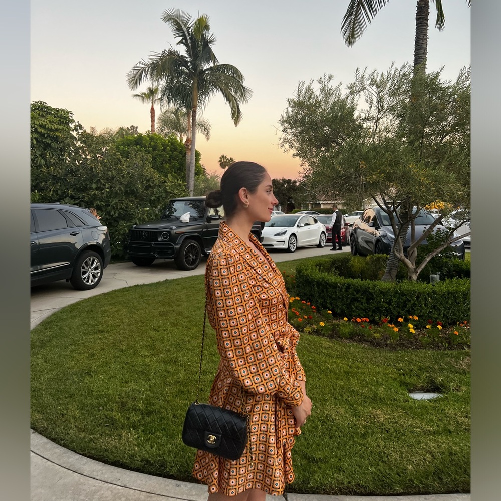 Wrap orange dress